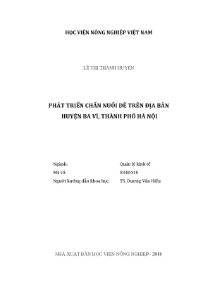 Luận văn thạc sĩ vnua phát triển chăn nuôi dê trên địa bàn huyện ba vì thành phố hà nội