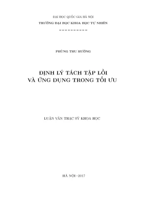 Luận văn thạc sĩ hus định lý tách tập lồi và ứng dụng trong tối ưu
