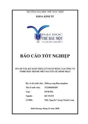 Khóa luận tốt nghiệp kế toán tiền gửi ngân hàng tại công ty tnhh một thành viên nguyễn lê minh nhật