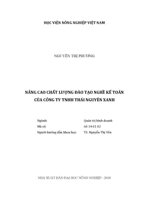 Luận văn thạc sĩ vnua nâng cao chất lượng đào tạo nghề kế toán của công ty tnhh thái nguyên xanh