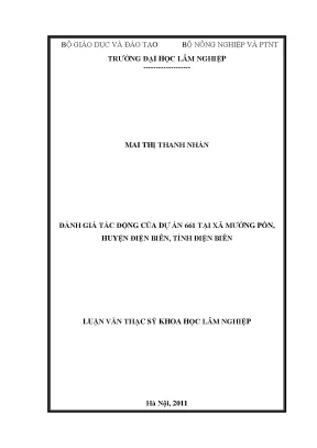 Luận văn thạc sĩ hay đánh giá tác động của dự án 661 tại xã mường pồn huyện điện biên tỉnh điện biên
