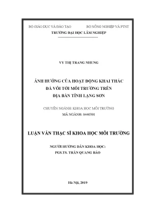 Luận văn thạc sĩ hay ảnh hưởng của hoạt động khai thác đá vôi tới môi trường trên địa bàn tỉnh lạng sơn