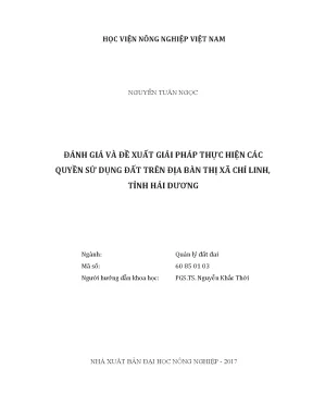 Luận văn thạc sĩ vnua đánh giá và đề xuất giải pháp thực hiện các quyền sử dụng đất trên địa bàn thị xã chí linh tỉnh hải dương