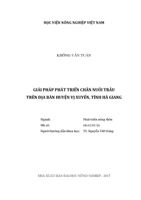 Luận văn thạc sĩ vnua giải pháp phát triển chăn nuôi trâu trên địa bàn huyện vị xuyên tỉnh hà giang