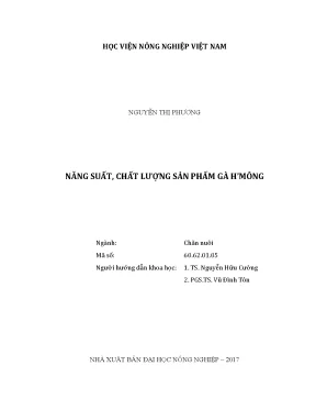 Luận văn thạc sĩ vnua năng suất chất lượng sản phẩm gà hmông