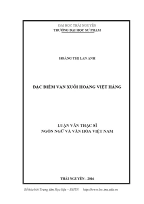 Luận văn thạc sĩ hay đặc điểm văn xuôi hoàng việt hằng