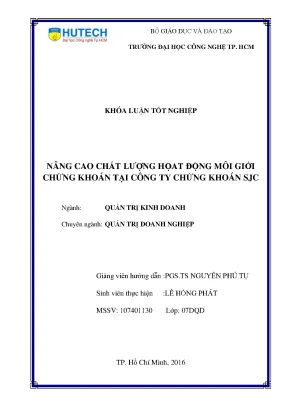 Luận văn thạc sĩ hay nâng cao chất lượng hoạt động môi giới chứng khoán tại công ty chứng khoán sjc