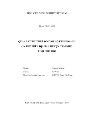 Luận văn thạc sĩ vnua quản lý thu thuế đối với hộ kinh doanh cá thể trên địa bàn huyện cẩm khê tỉnh phú thọ