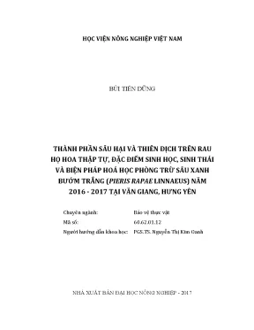 Luận văn thạc sĩ vnua thành phần sâu hại và thiên địch trên rau họ hoa thập tự đặc điểm sinh học sinh thái và biện pháp hóa học phòng trừ sâu xanh bướm trắng pieris rapae linnaeus năm 2016 2017 tại văn giang hưng yên