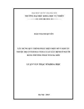 Luận văn thạc sĩ hus xây dựng quy trình phát hiện một số vi khuẩn thuộc họ enterobacteriaceae gây bệnh ở người bằng phương pháp pcr đa mồi