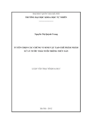 Luận văn thạc sĩ hus tuyển chọn các chủng vi sinh vật tạo chế phẩm nhằm xử lý nước thải nuôi trồng thủy sản