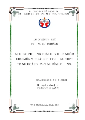 Luận văn thạc sĩ áp dụng phương pháp dạy học nhóm cho môn vật lý 10 tại trường thpt trịnh hoài đức tỉnh bình dương