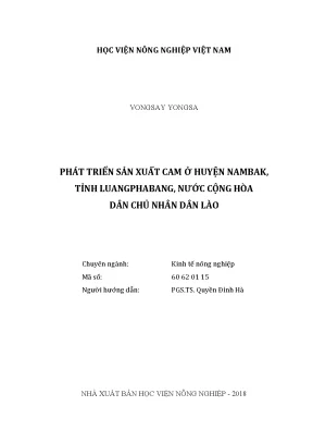 Luận văn thạc sĩ vnua phát triển sản xuất cam ở huyện nambak tỉnh luongphabang nước cộng hòa dân chủ nhân dân lào