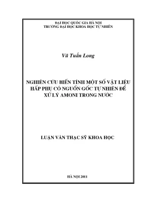 Luận văn thạc sĩ hus nghiên cứu biến tính một số vật liệu hấp phụ có nguồn gốc tự nhiên để xử lý amoni trong nước