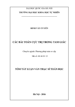 Luận văn thạc sĩ hus các bài toán cực trị trong tam giác