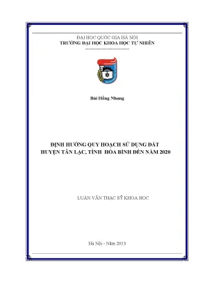 Luận văn thạc sĩ hus định hướng quy hoạch sử dụng đất huyện tân lạc tỉnh hòa bình đến năm 2020