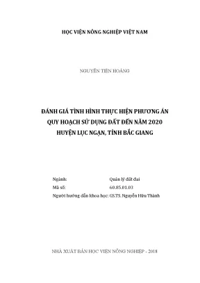 Luận văn thạc sĩ vnua đánh giá tình hình thực hiện phương án quy hoạch sử dụng đất đến năm 2020 huyện lục ngạn tỉnh bắc giang