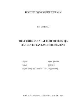 Luận văn thạc sĩ vnua phát triển sản xuất bưởi đỏ trên địa bàn huyện tân lạc tỉnh hòa bình