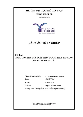 Khóa luận tốt nghiệp nâng cao hiệu quả xuất khẩu ngành thủy sản sang thị trường châu âu