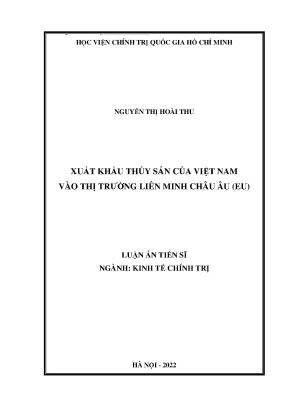 Luận án tiến sĩ xuất khẩu thủy sản của việt nam vào thị trường liên minh châu âu eu