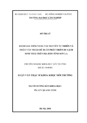 Luận văn thạc sĩ hay đánh giá tài nguyên tự nhiên và nhân văn nhằm đề xuất phát triển du lịch sinh thái tại trên địa bàn tỉnh sơn la