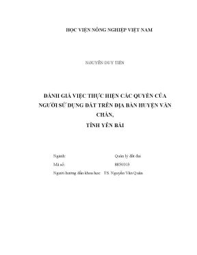 Luận văn thạc sĩ vnua đánh giá việc thực hiện các quyền của người sử dụng đất trên địa bàn huyện văn chấn tỉnh yên bái