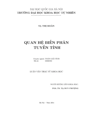 Luận văn thạc sĩ hus quan hệ biến phân tuyến tính