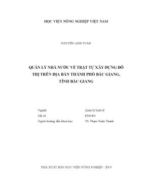 Luận văn thạc sĩ vnua quản lý nhà nước về trật tự xây dựng đô thị trên địa bàn thành phố bắc giang tỉnh bắc giang
