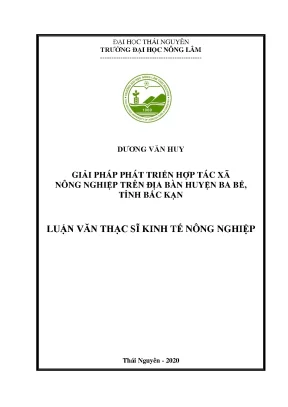 Luận văn thạc sĩ hay giải pháp phát triển hợp tác xã nông nghiệp trên địa bàn huyện ba bể tỉnh bắc kạn