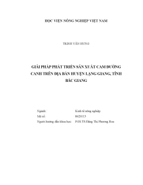 Luận văn thạc sĩ vnua giải pháp phát triển sản xuất cam đường canh trên địa bàn huyện lạng giang tỉnh bắc giang