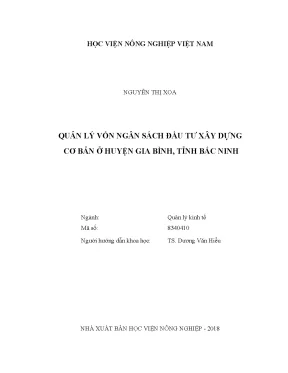 Luận văn thạc sĩ vnua quản lý vốn ngân sách đầu tư xây dựng cơ bản ở huyện gia bình tỉnh bắc ninh