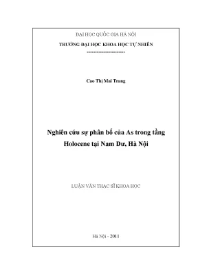 Luận văn thạc sĩ hus nghiên cứu sự phân bố của as trong tầng holocene nam dư hà nội