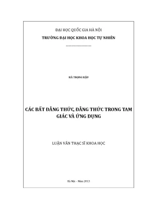 Luận văn thạc sĩ hus các bất đẳng thức đẳng thức trong tam giác và ứng dụng