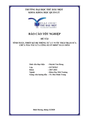 Khóa luận tốt nghiệp tính toán thiết kế hệ thống xử lí nước thải toa tàu lửa công suất 100 m3 ngày đêm