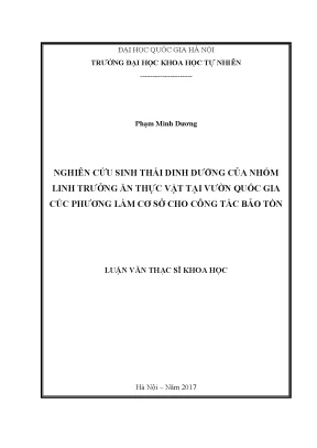 Luận văn thạc sĩ hus nghiên cứu sinh thái dinh dưỡng của nhóm linh trưởng ăn thực vật tại vườn quốc gia cúc phương làm cơ sở cho công tác bảo tồn