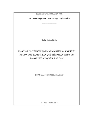 Luận văn thạc sĩ hus địa chất các thành tạo magma kiềm và các kiểu nguồn gốc đá quý bán quý liên quan khu vực bằng phúc chợ đồn bắc cạn