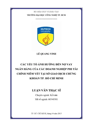 Luận văn thạc sĩ hay các yếu tố ảnh hưởng đến nợ vay ngân hàng của các doanh nghiệp phi tài chính niêm yết tại sở giao dịch chứng khoán tp hồ chí minh