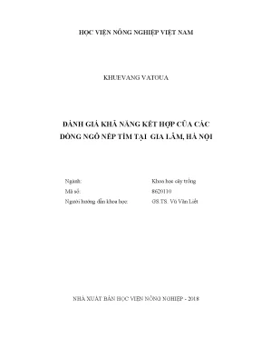Luận văn thạc sĩ vnua đánh giá khả năng kết hợp của các dòng ngô nếp tím tại gia lâm hà nội