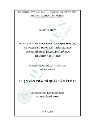 Luận văn thạc sĩ hay đánh giá tình hình thực hiện quy hoạch kế hoạch sử dụng đất trên địa bàn huyện mỹ đức thành phố hà nội giai đoạn 2011 2020