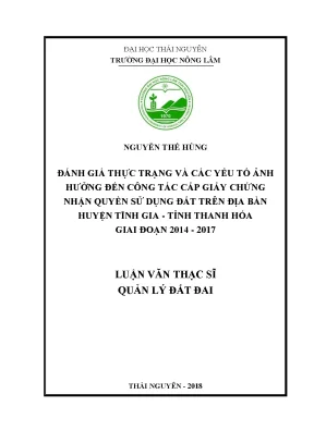 Luận văn thạc sĩ hay đánh giá thực trạng và các yếu tố ảnh hưởng đến công tác cấp giấy chứng nhận quyền sử dụng đất