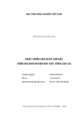 Luận văn thạc sĩ vnua phát triển sản xuất chè dây trên địa bàn huyện bát xát tỉnh lào cai