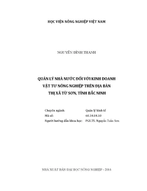Luận văn thạc sĩ vnua quản lý nhà nước đối với kinh doanh vật tư nông nghiệp trên địa bàn thị xã từ sơn tỉnh bắc ninh