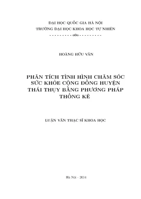 Luận văn thạc sĩ hus phân tích tình hình chăm sóc sức khỏe cộng đồng huyện thái thụy bằng phương pháp thống kê