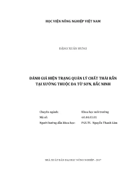 Luận văn thạc sĩ vnua đánh giá hiện trạng quản lý chất thải tại xưởng thuộc da từ sơn bắc ninh