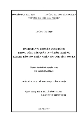Luận văn thạc sĩ hay đánh giá vai trò của cộng đồng trong công tác quản lý và bảo vệ rừng tại khu bảo tồn thiên nhiên sốp cộp tỉnh sơn la