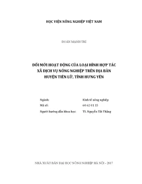 Luận văn thạc sĩ vnua đổi mới hoạt động của loại hình hợp tác xã dịch vụ nông nghiệp trên địa bàn huyện tiên lữ tỉnh hưng yên