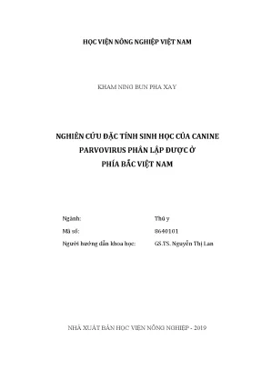 Luận văn thạc sĩ vnua nghiên cứu đặc tính sinh học của canine parvovirus phân lập được ở phía bắc việt nam