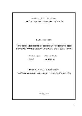 Luận văn thạc sĩ hus ứng dụng viễn thám đa thời gian nghiên cứu biến động đất nông nghiệp vùng đồng bằng sông hồng