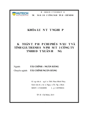 Luận văn thạc sĩ hay kế toán tập hợp chi phí sản xuất và tính giá thành sản phẩm tại công ty tnhh dệt xuân hương