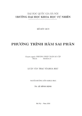 Luận văn thạc sĩ hus phương trình hàm sai phân luận văn ths toán học 604601